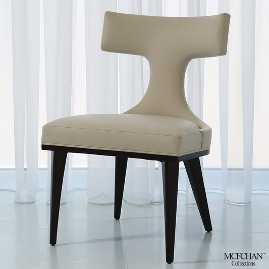 Anvil Back Dining Chair - Ivory Leather - Grats Decor Interior Design & Build Inc.