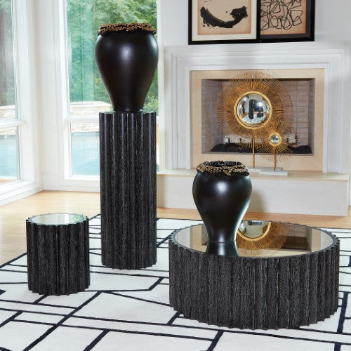 Reflective Column 44"H Pedestal-Black Cerused Oak - Grats Decor Interior Design & Build Inc.
