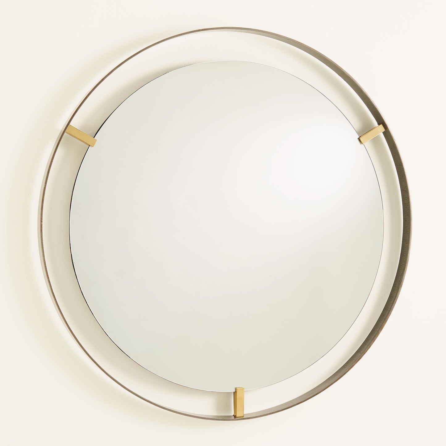 Floating Mirror - Brass Clips - Bronze Rim - Grats Decor Interior Design & Build Inc.