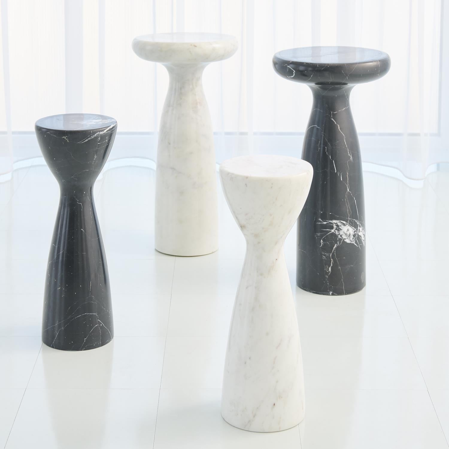 Marble Tower Table - White - Grats Decor Interior Design & Build Inc.