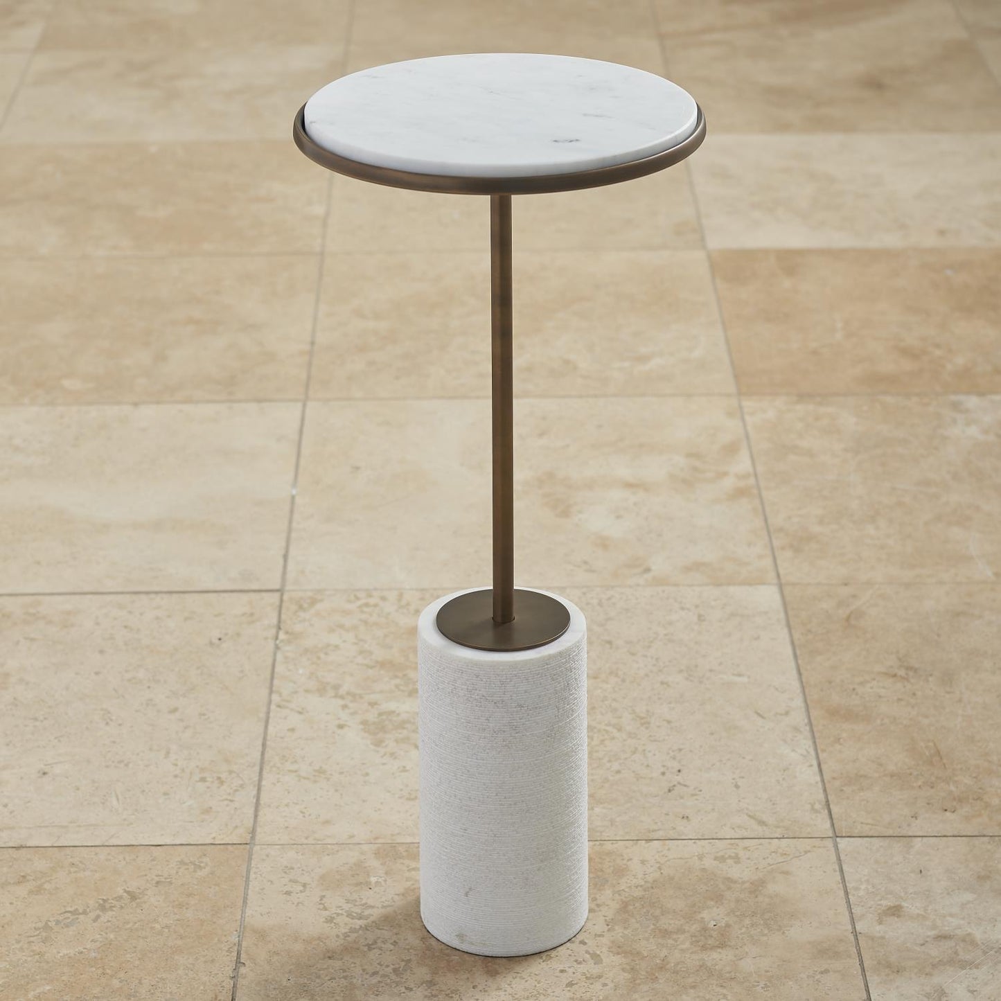 Short Cored Marble Table - Bronze - Grats Decor Interior Design & Build Inc.