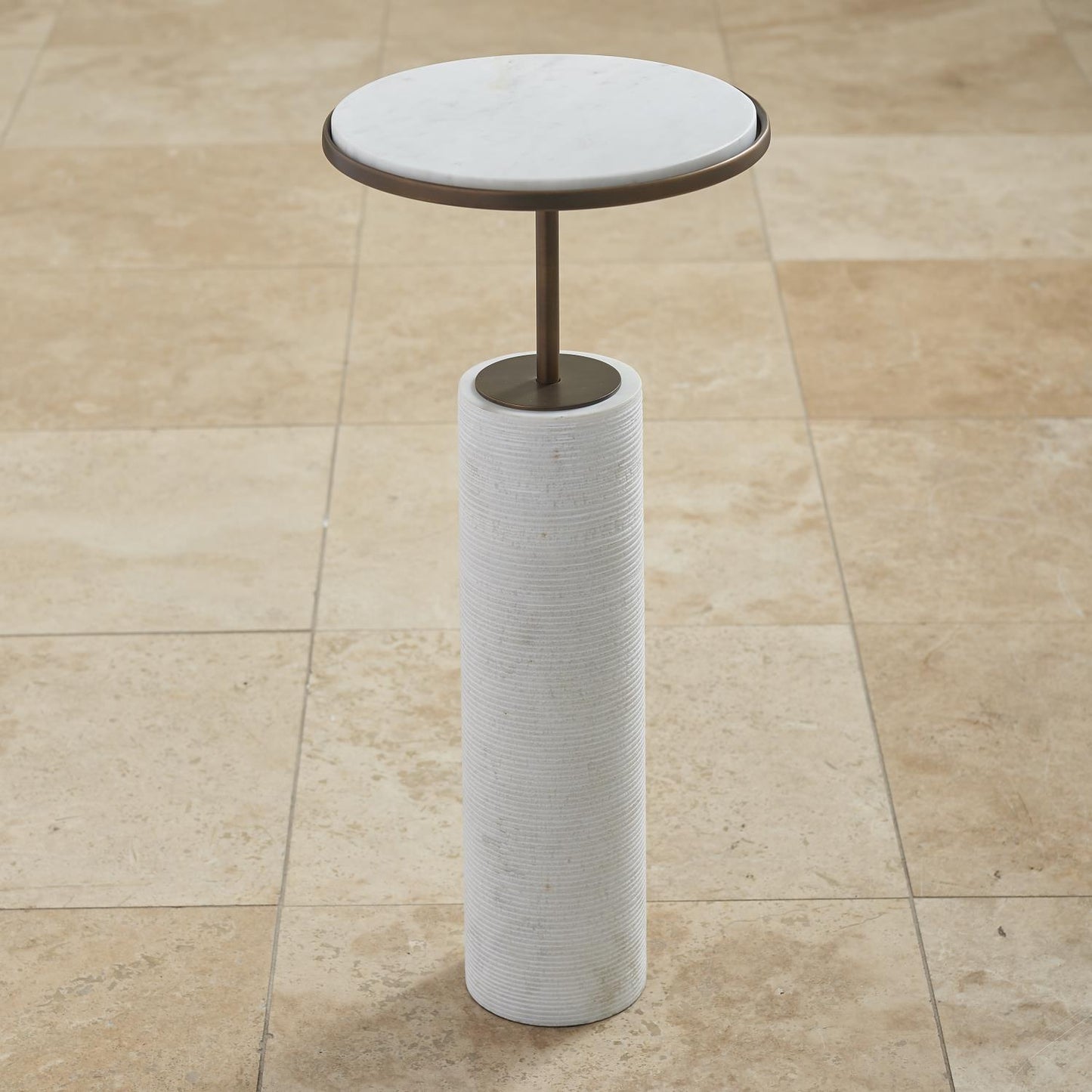 Tall Cored Marble Table - Bronze - Grats Decor Interior Design & Build Inc.