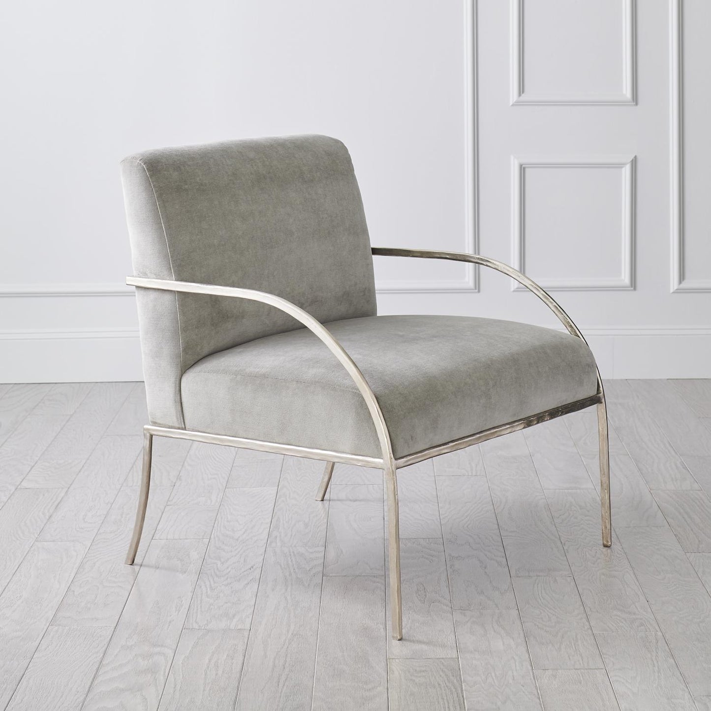 Swoop Chair - Grey Velvet - Nickel - Grats Decor Interior Design & Build Inc.