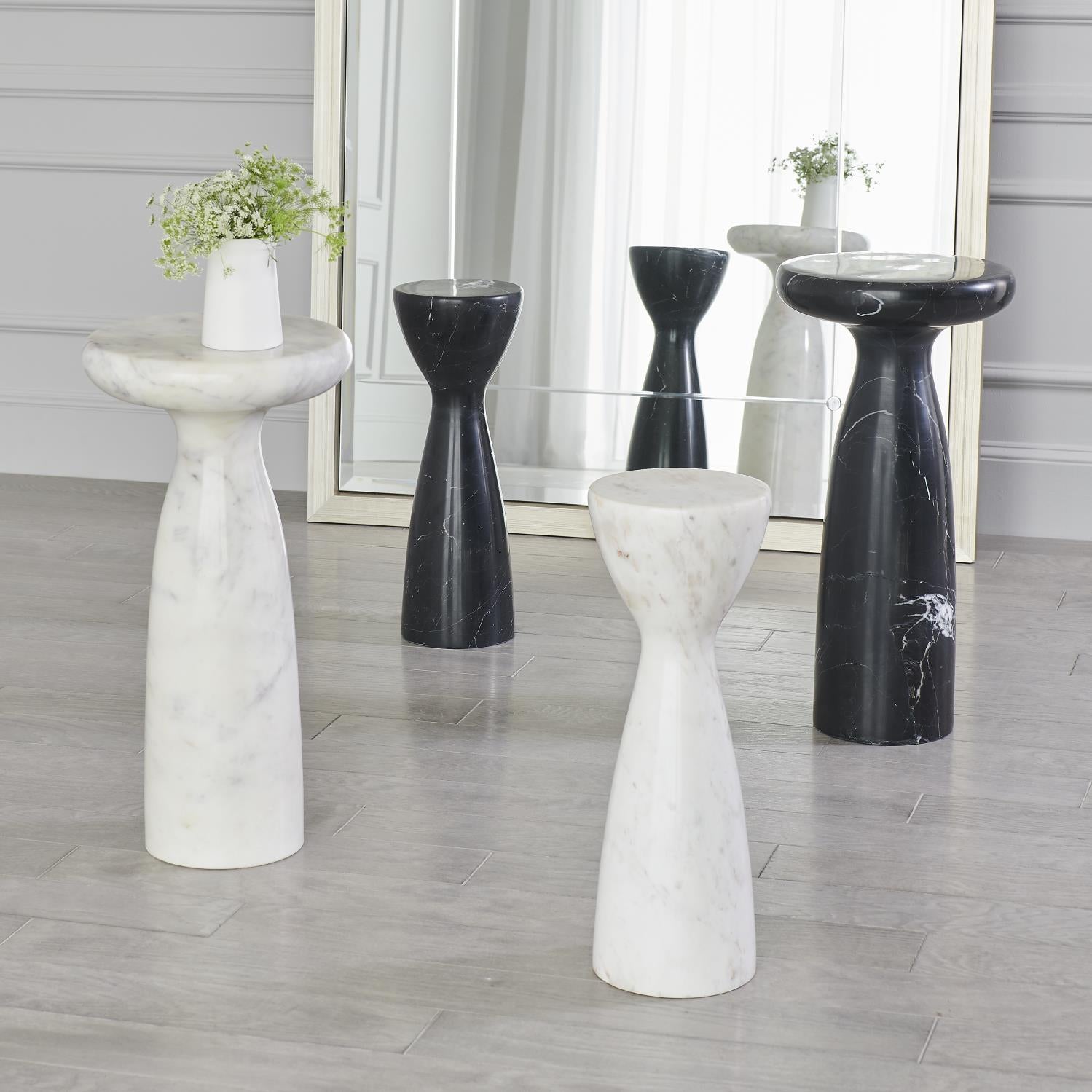 Marble Tower Table - White - Grats Decor Interior Design & Build Inc.