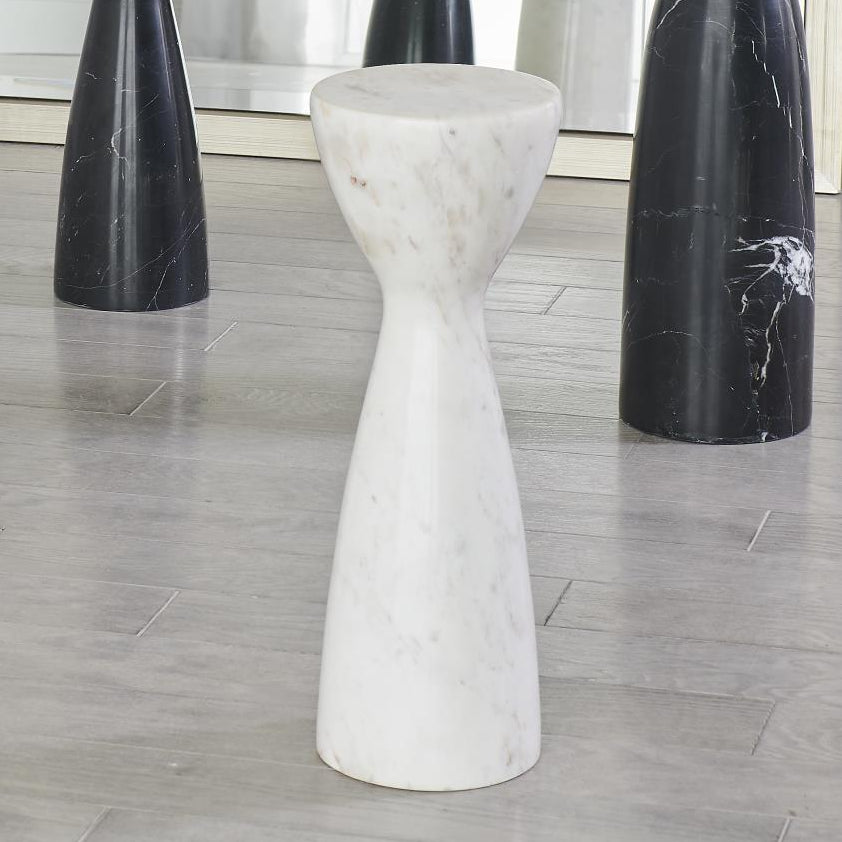 Marble Tower Table - White - Grats Decor Interior Design & Build Inc.