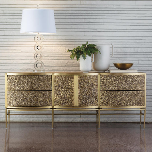Crinkle Long Cabinet - Brass / Bronze - Grats Decor Interior Design & Build Inc.