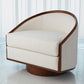 Swivel Chair - White Leather - Grats Decor Interior Design & Build Inc.