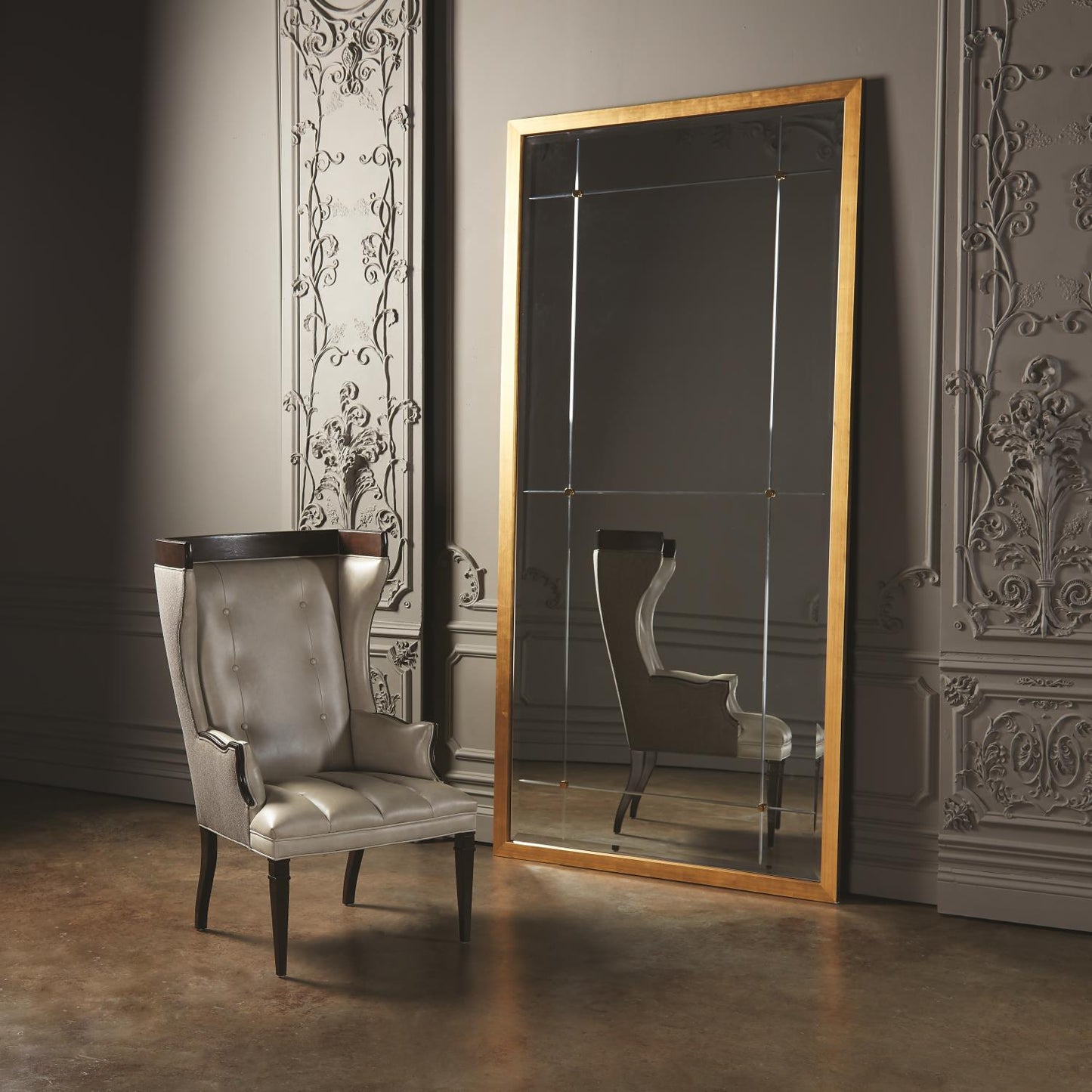 Beaumont Floor Mirror - Gold Leaf - Grats Decor Interior Design & Build Inc.
