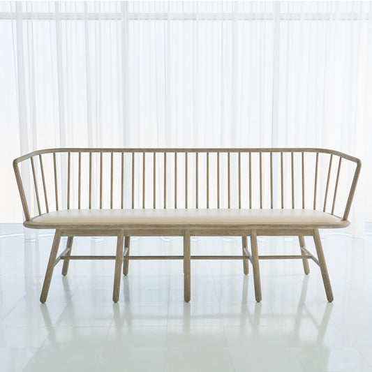 Spindle Long Bench - Beige Leather - Grats Decor Interior Design & Build Inc.