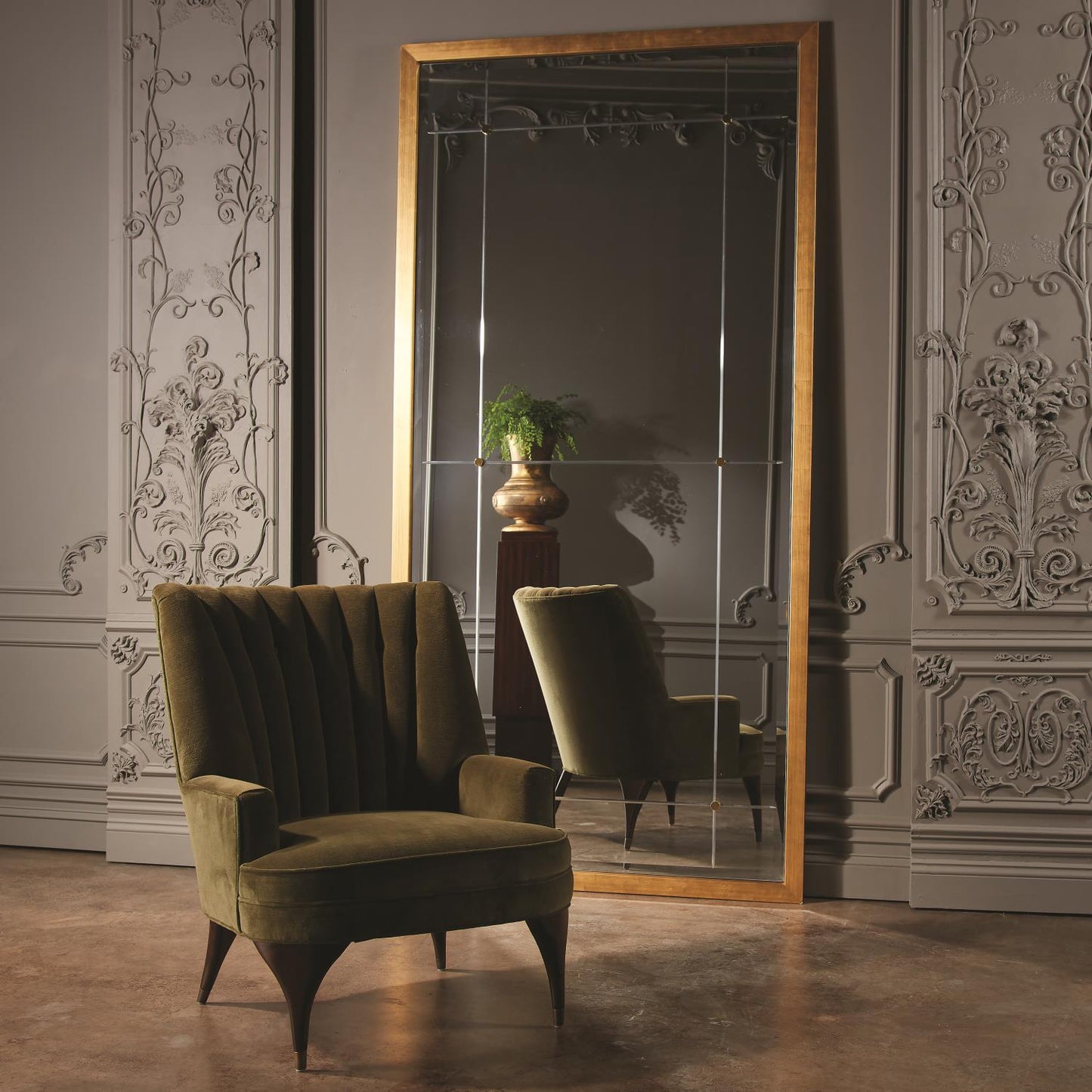 Beaumont Floor Mirror - Gold Leaf - Grats Decor Interior Design & Build Inc.