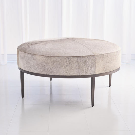 Urban Ottoman - Hair on Hide - Grey/ Antique Gunmetal - Grats Decor Interior Design & Build Inc.