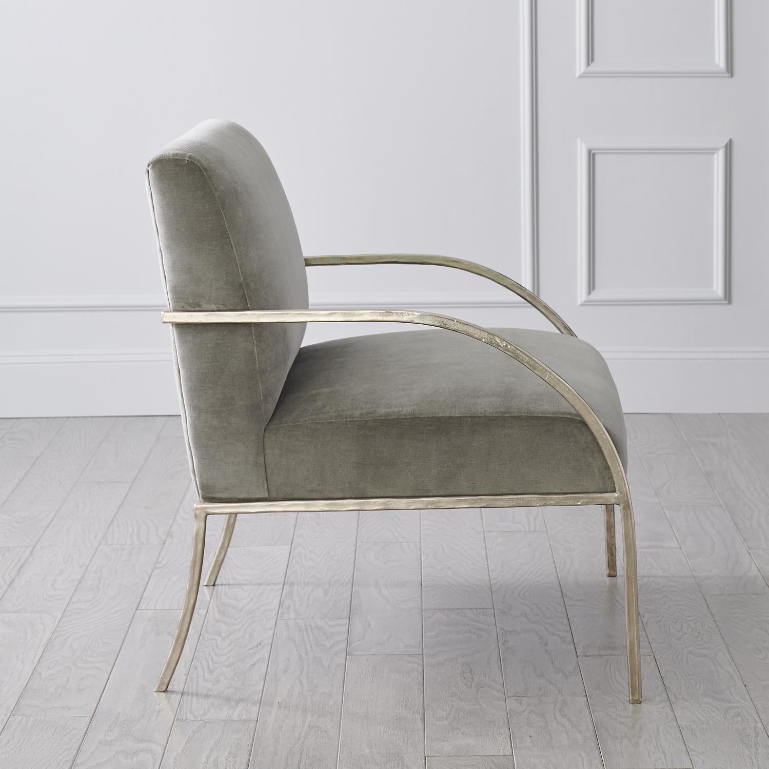 Swoop Chair - Grey Velvet - Nickel - Grats Decor Interior Design & Build Inc.