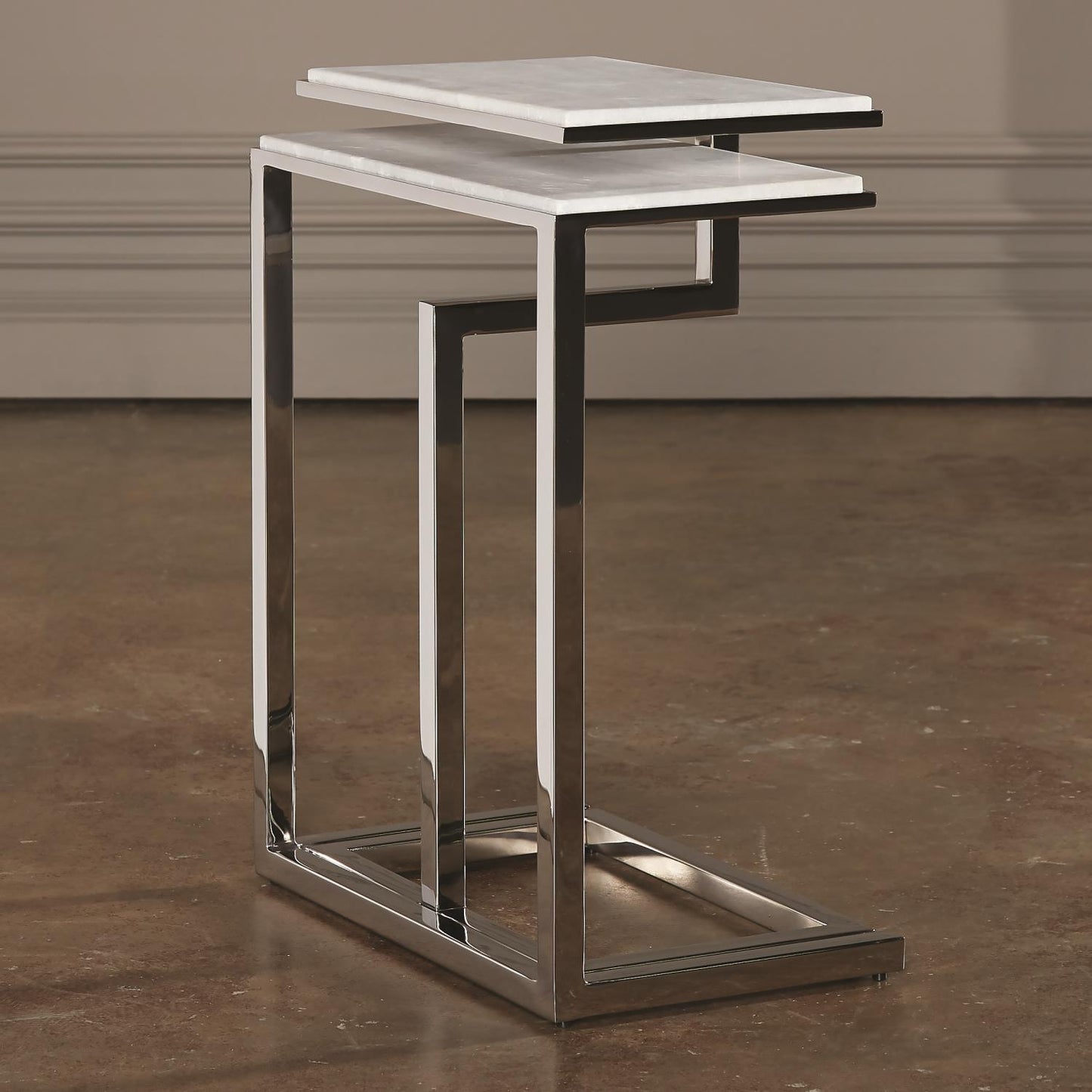 C Nesting Table - Set of 2 - Nickel - Grats Decor Interior Design & Build Inc.