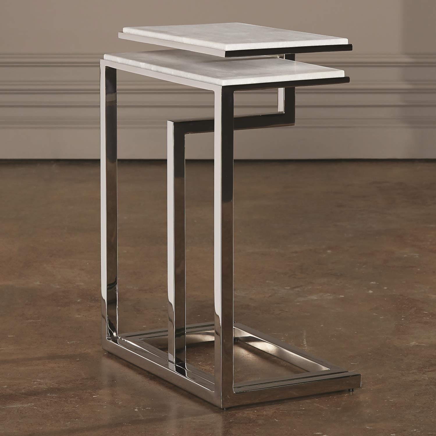 C Nesting Table - Set of 2 - Nickel - Grats Decor Interior Design & Build Inc.