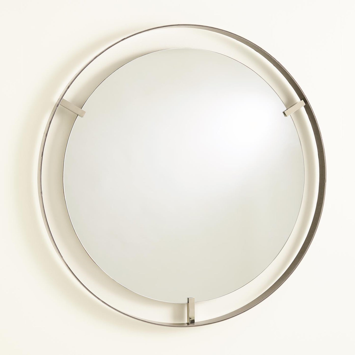 Floating Mirror - Nickel Clips - Natural Iron Finish - Grats Decor Interior Design & Build Inc.
