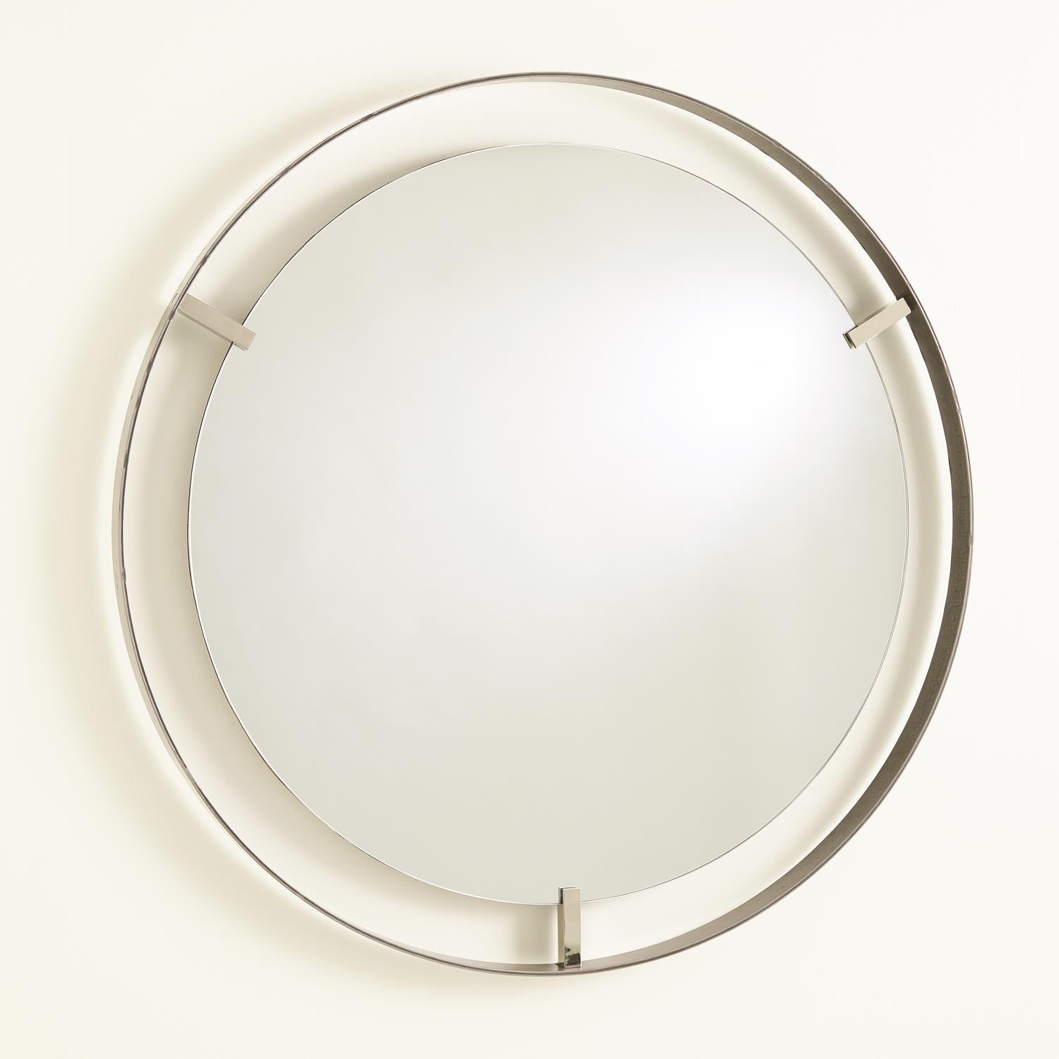 Floating Mirror - Nickel Clips - Natural Iron Finish - Grats Decor Interior Design & Build Inc.