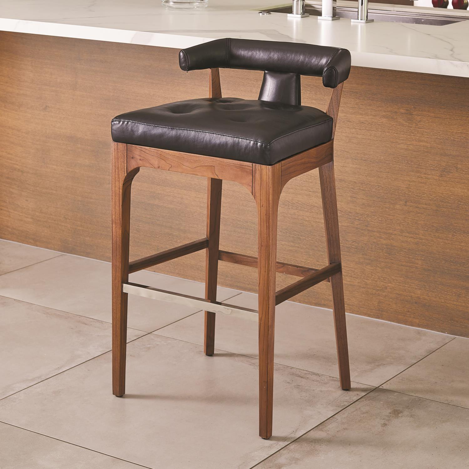 Moderno Bar Stool - Black Marble Leather - Grats Decor Interior Design & Build Inc.