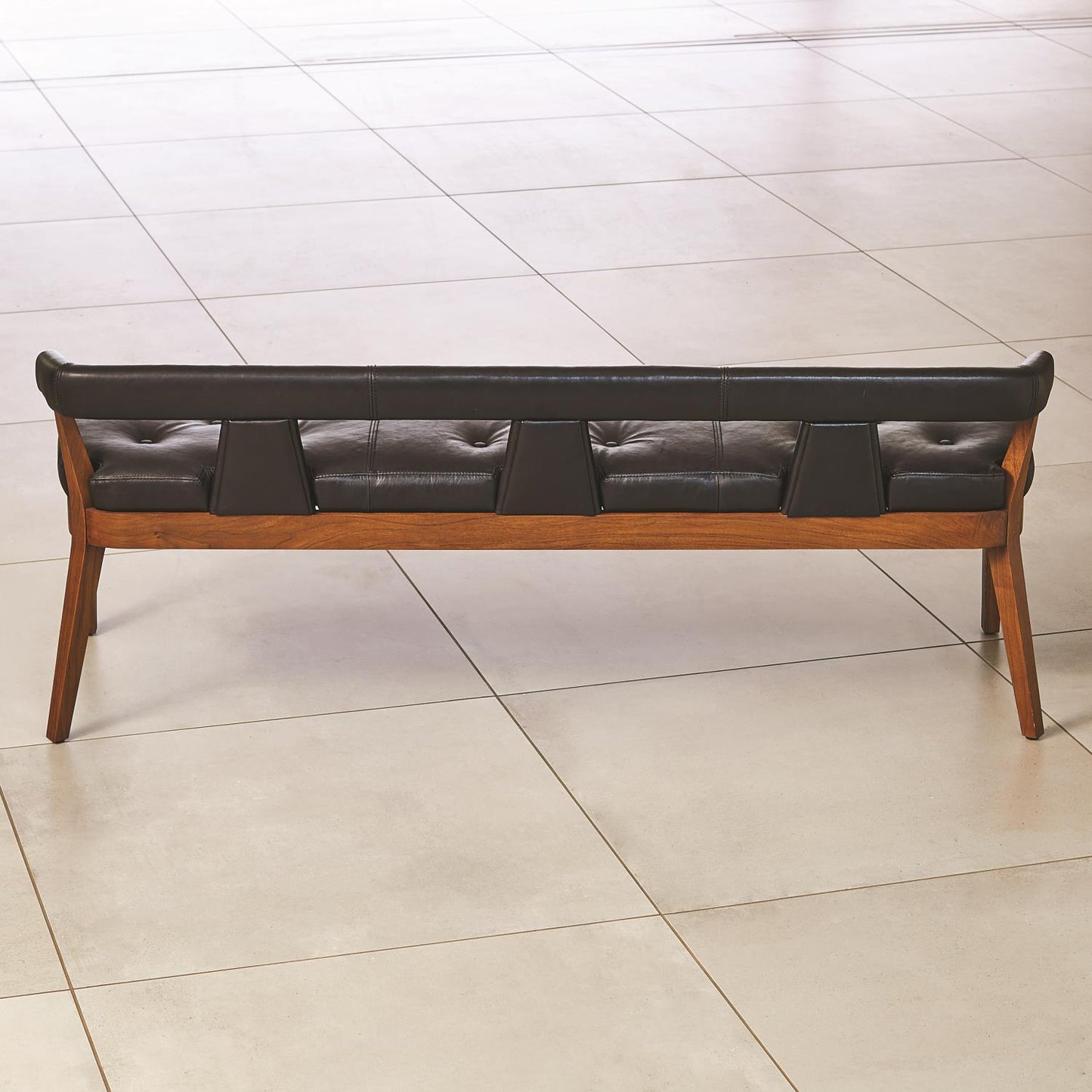 Moderno Bench - Black Marble Leather - Grats Decor Interior Design & Build Inc.