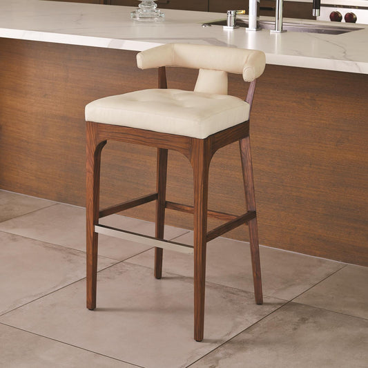 Moderno Bar Stool - Ivory Marble Leather - Grats Decor Interior Design & Build Inc.
