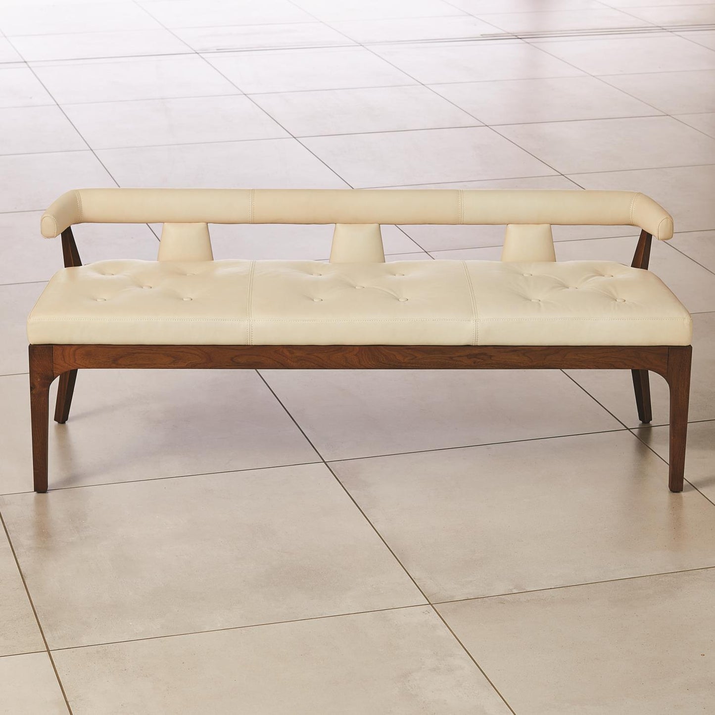 Moderno Bench - Ivory Marble Leather - Grats Decor Interior Design & Build Inc.