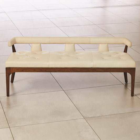 Moderno Bench - Ivory Marble Leather - Grats Decor Interior Design & Build Inc.