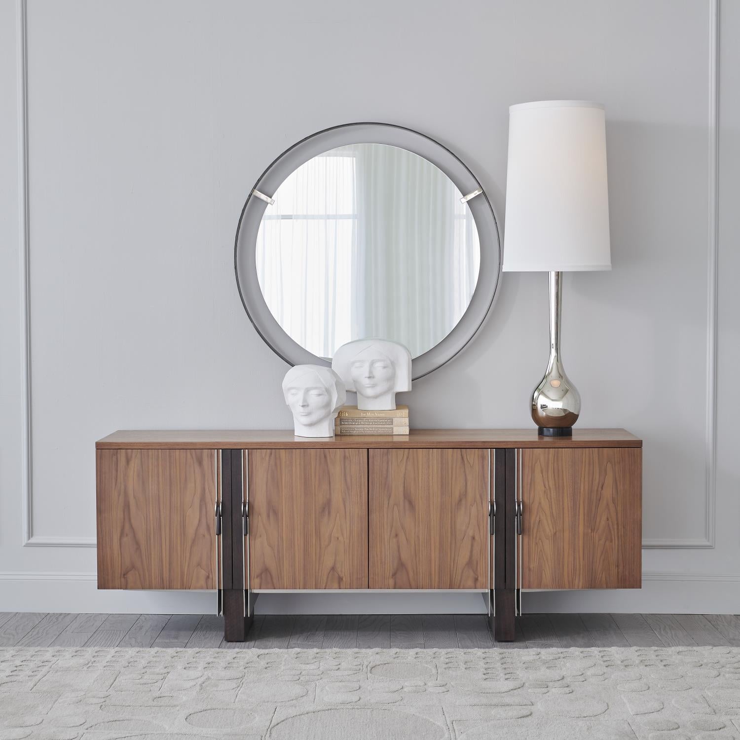 Floating Mirror - Nickel Clips - Natural Iron Finish - Grats Decor Interior Design & Build Inc.