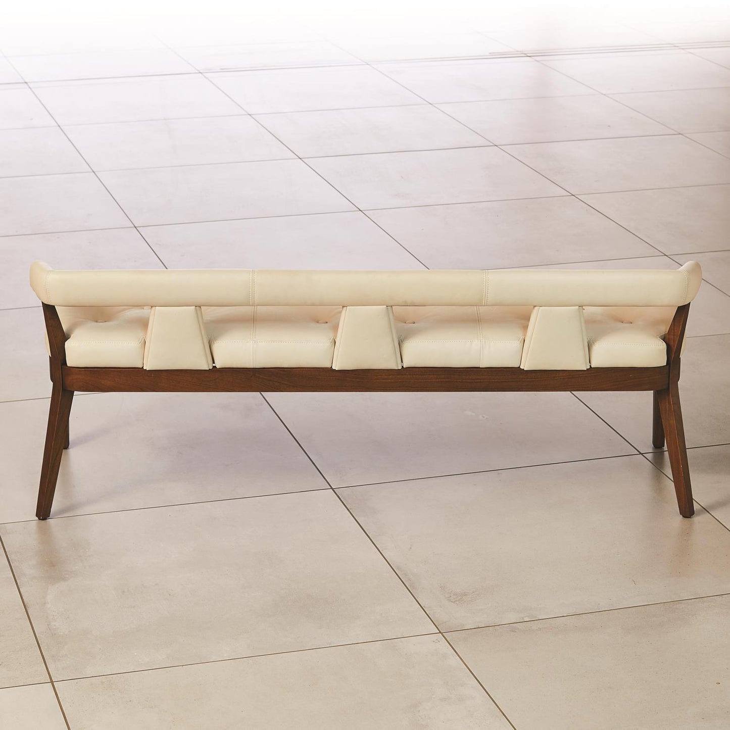 Moderno Bench - Ivory Marble Leather - Grats Decor Interior Design & Build Inc.