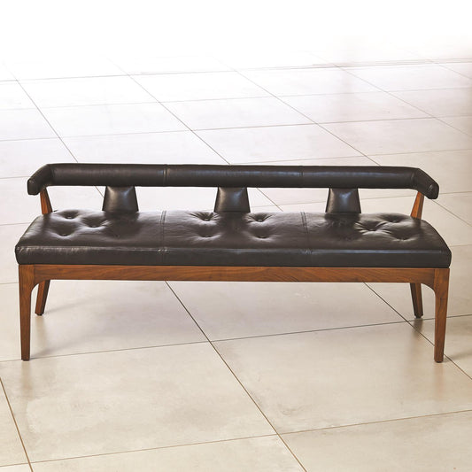 Moderno Bench - Black Marble Leather - Grats Decor Interior Design & Build Inc.