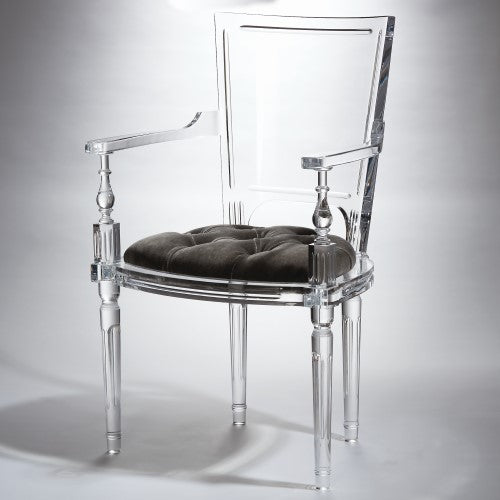 Marilyn Acrylic Arm Chair - Pewter Grey - Grats Decor Interior Design & Build Inc.