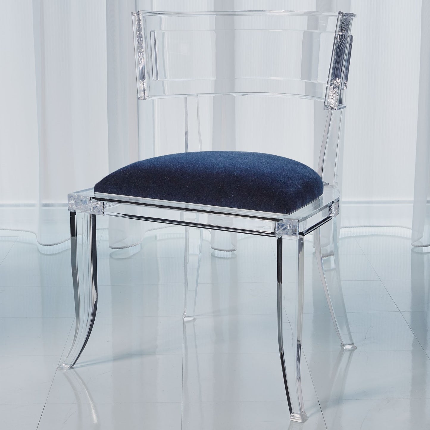 Klismos Acrylic Chair - Admiral Blue - Grats Decor Interior Design & Build Inc.
