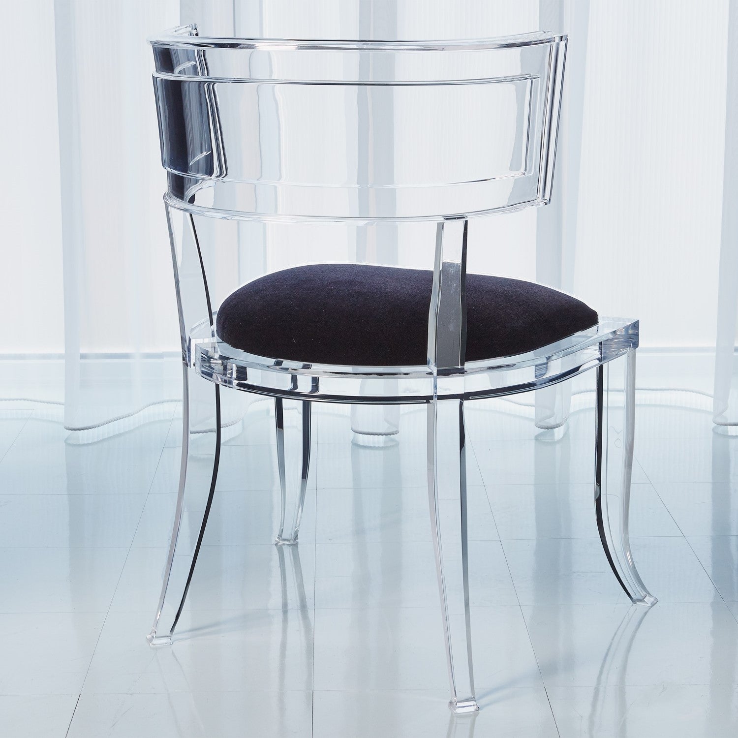 Klismos Acrylic Chair - Admiral Blue - Grats Decor Interior Design & Build Inc.