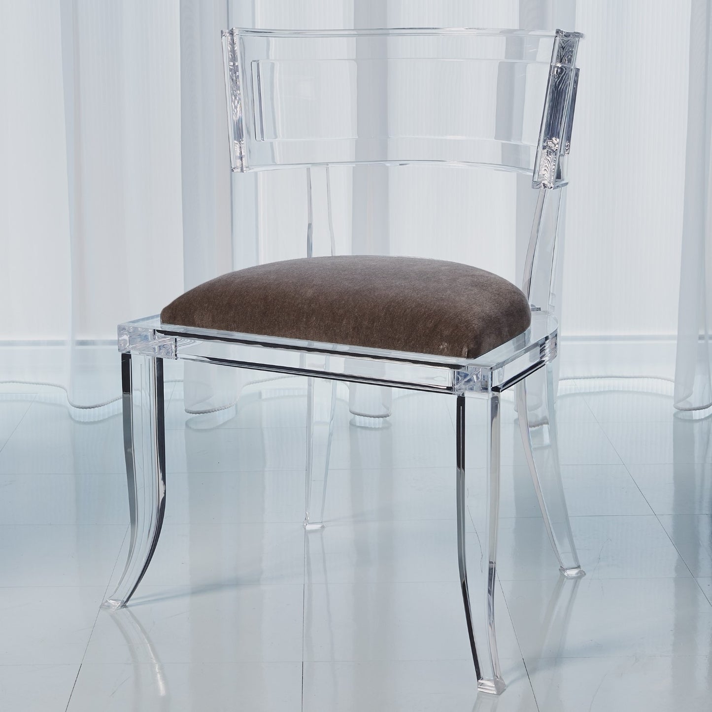 Klismos Acrylic Chair - Pewter - Grats Decor Interior Design & Build Inc.