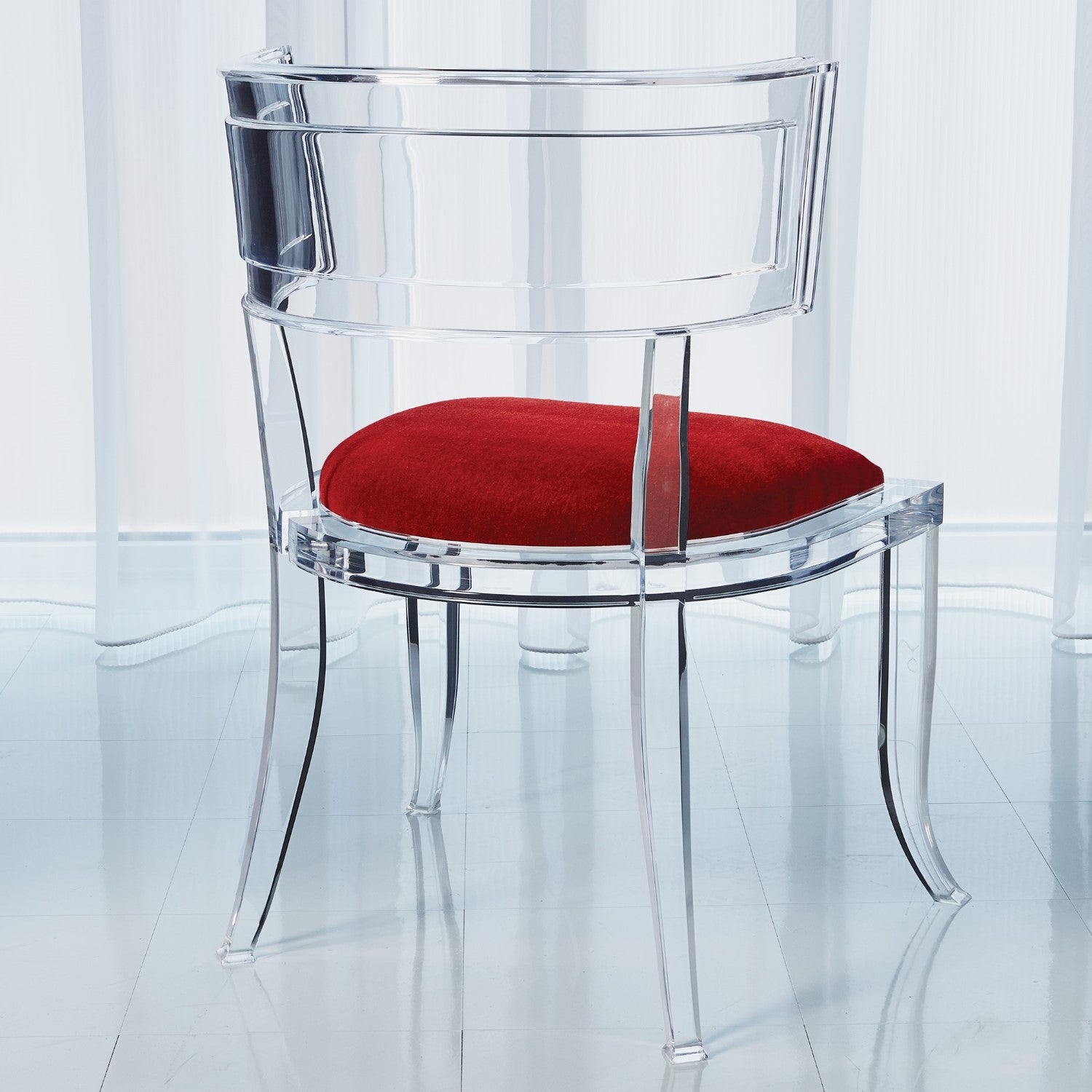 Klismos Acrylic Chair - Red Pepper - Grats Decor Interior Design & Build Inc.