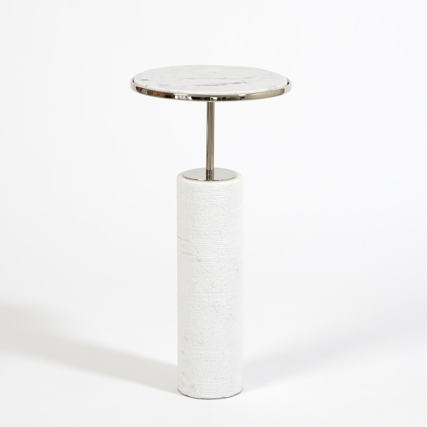 Tall Cored Marble Table - Nickel - Grats Decor Interior Design & Build Inc.