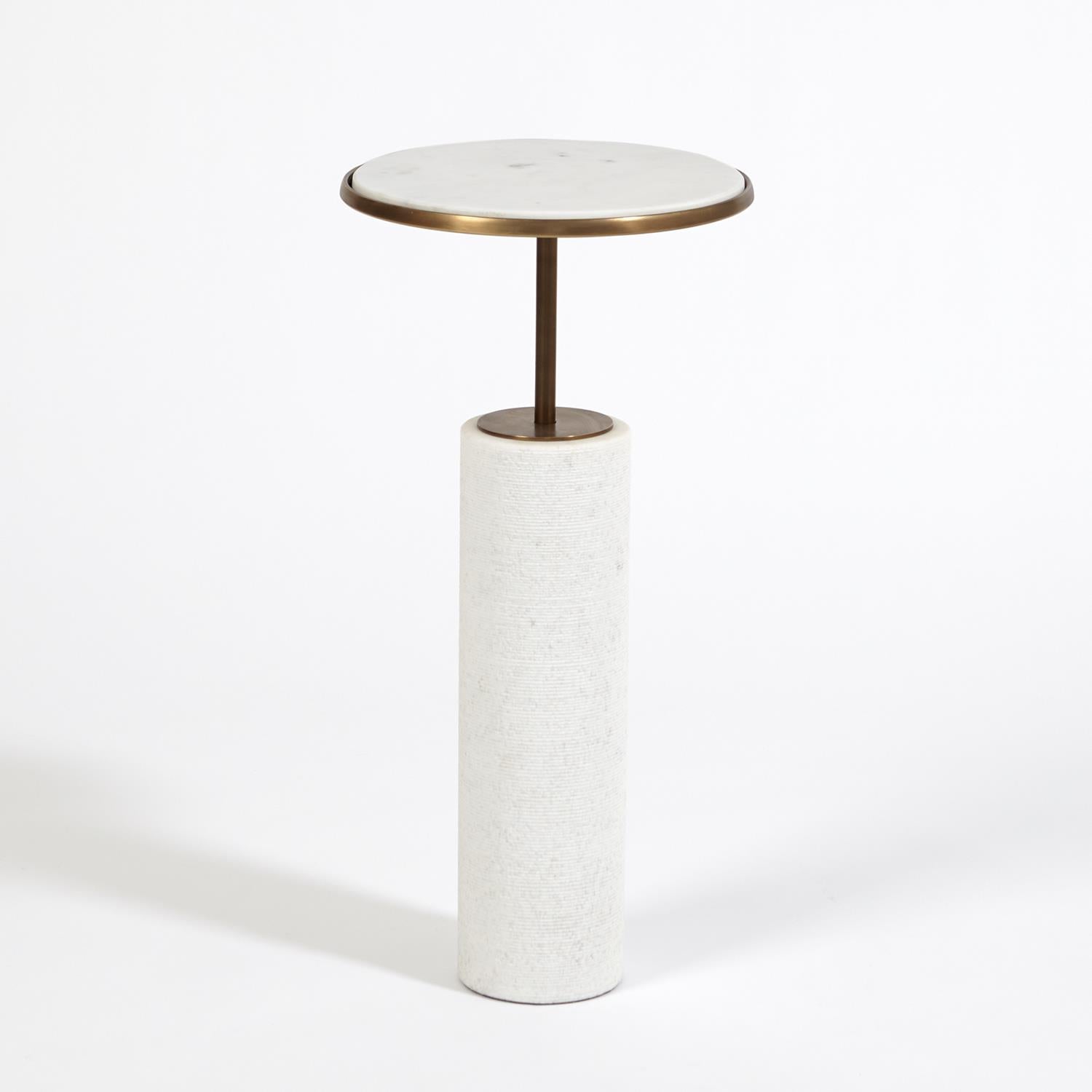 Tall Cored Marble Table - Bronze - Grats Decor Interior Design & Build Inc.