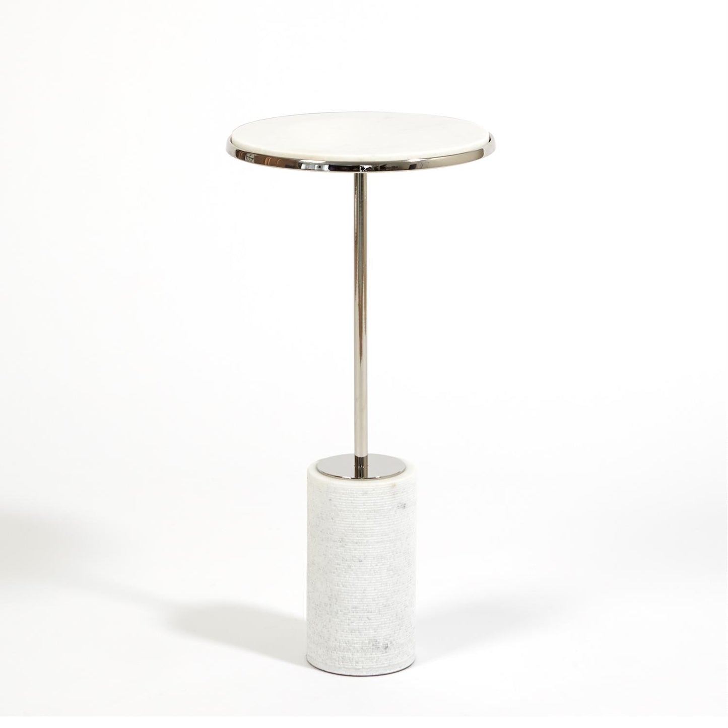 Short Cored Marble Table - Nickel - Grats Decor Interior Design & Build Inc.