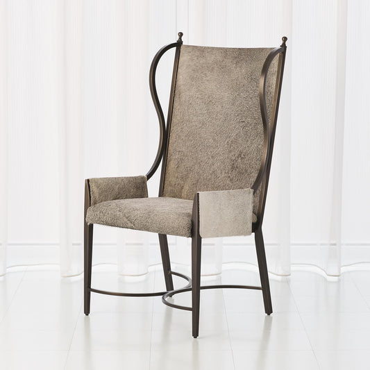 Iron Wing Chair - Grey Hair-on-Hide - Grats Decor Interior Design & Build Inc.