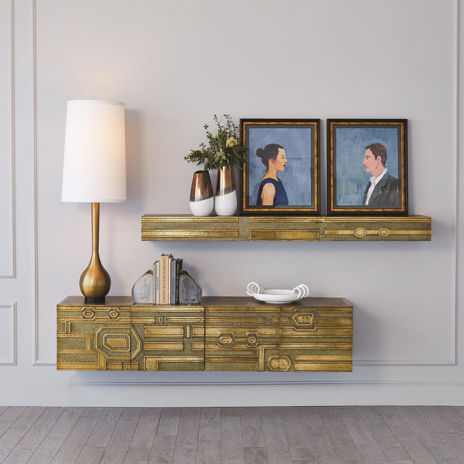 Abstract Block Cabinet - Brass - Grats Decor Interior Design & Build Inc.