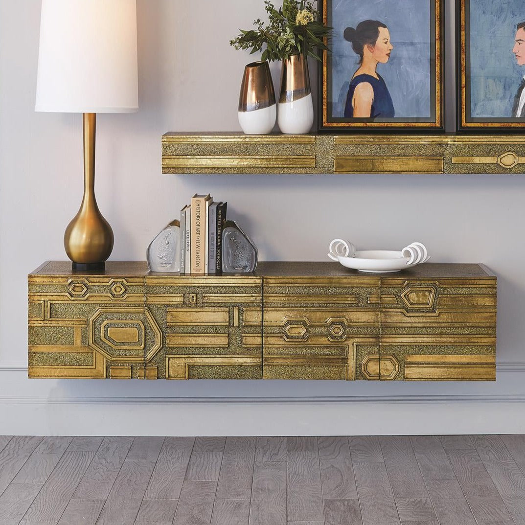 Abstract Block Cabinet - Brass - Grats Decor Interior Design & Build Inc.