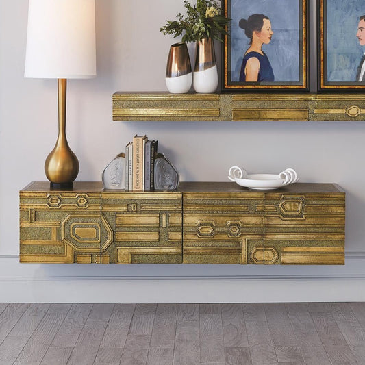 Abstract Block Cabinet - Brass - Grats Decor Interior Design & Build Inc.