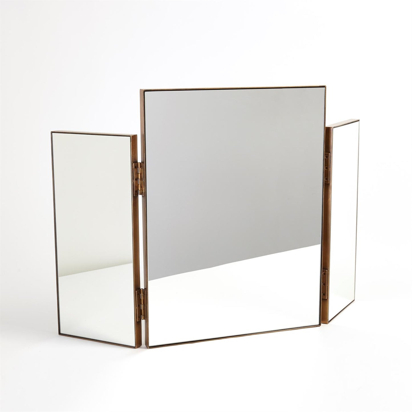 Tri-Fold Vanity Mirror-Antique Brass - Grats Decor Interior Design & Build Inc.