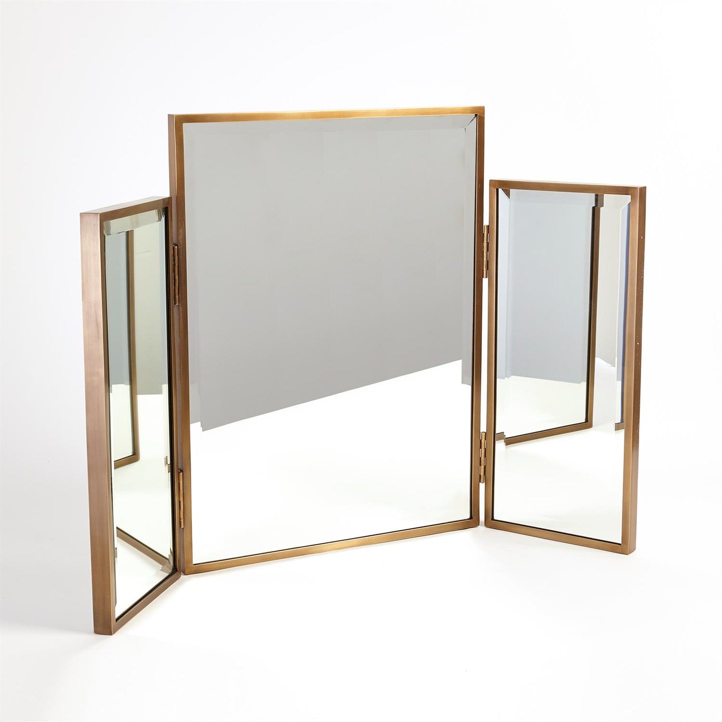 Tri-Fold Vanity Mirror-Antique Brass - Grats Decor Interior Design & Build Inc.