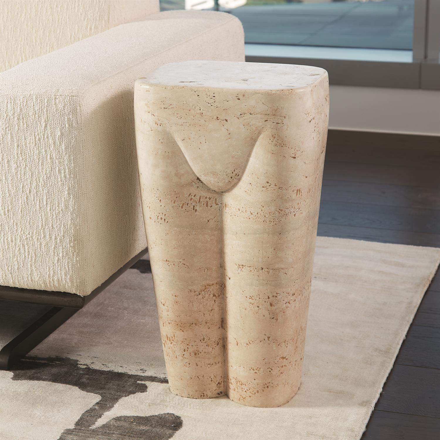 Femme Stool - Travertine - Grats Decor Interior Design & Build Inc.
