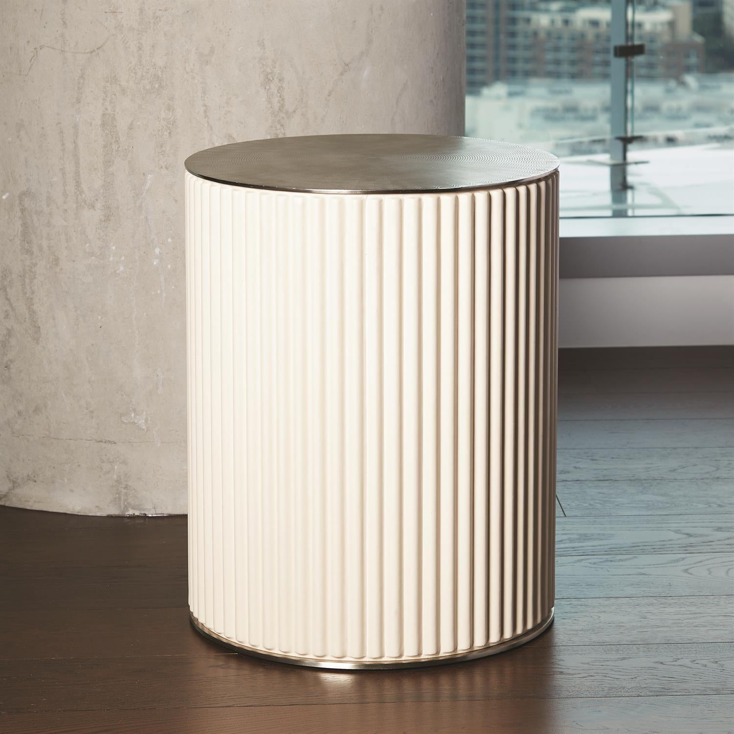 Camille Side Table - White Bronze - Grats Decor Interior Design & Build Inc.
