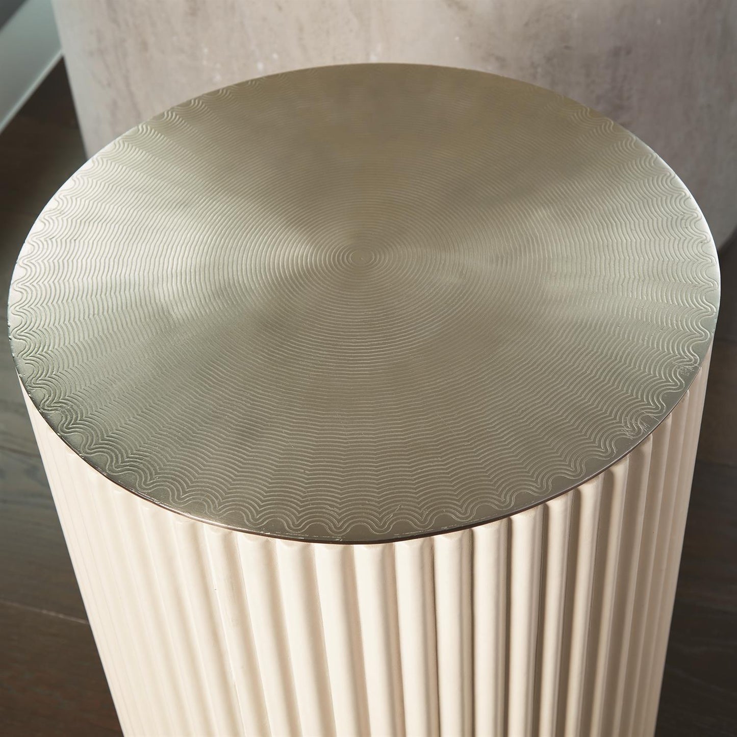 Camille Side Table - White Bronze - Grats Decor Interior Design & Build Inc.