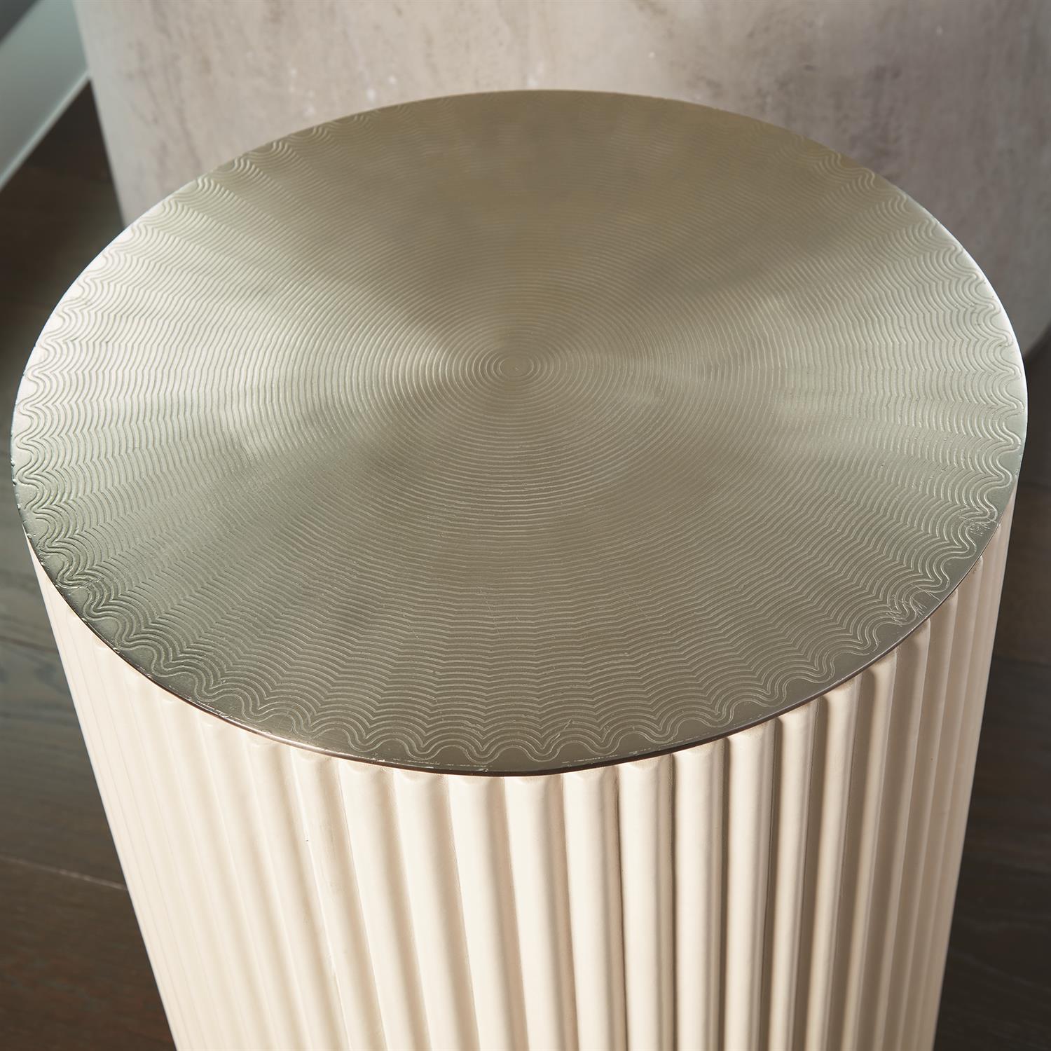 Camille Side Table - White Bronze - Grats Decor Interior Design & Build Inc.