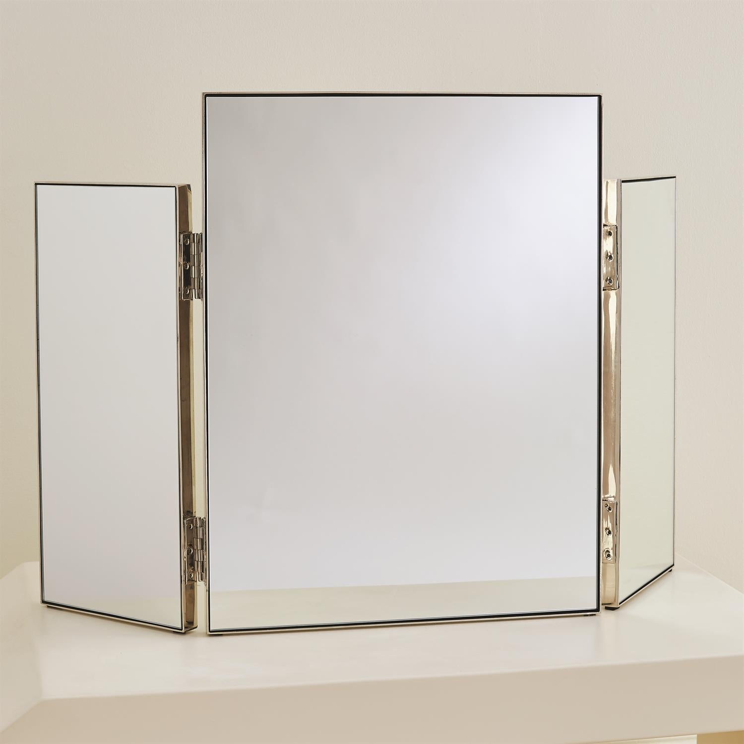 Tri-Fold Vanity Mirror - Nickel - Grats Decor Interior Design & Build Inc.