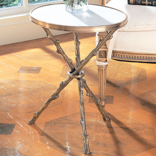 Lola 17"Dia Table - Brass & White Marble - Grats Decor Interior Design & Build Inc.