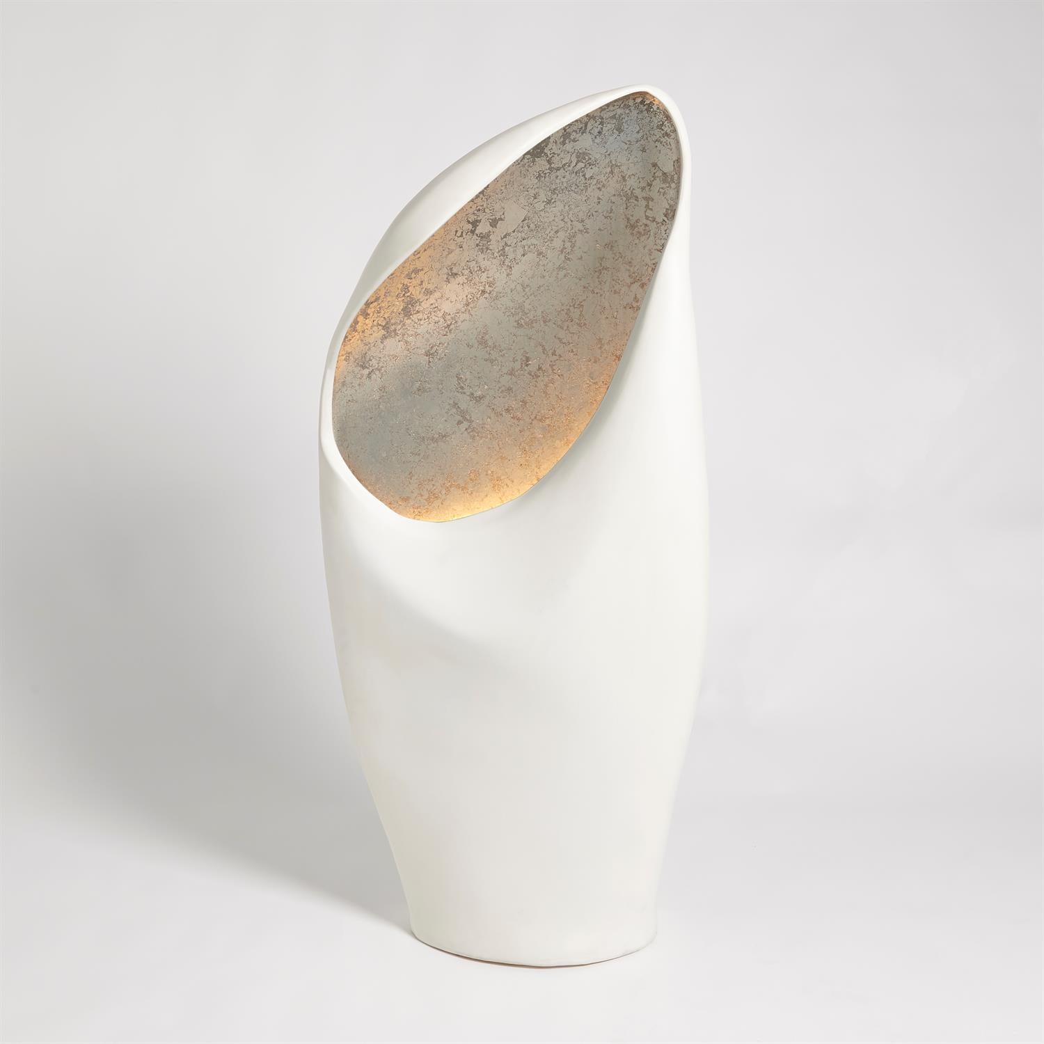 Cowl Lamp - White w/Silver Leaf - Grats Decor Interior Design & Build Inc.