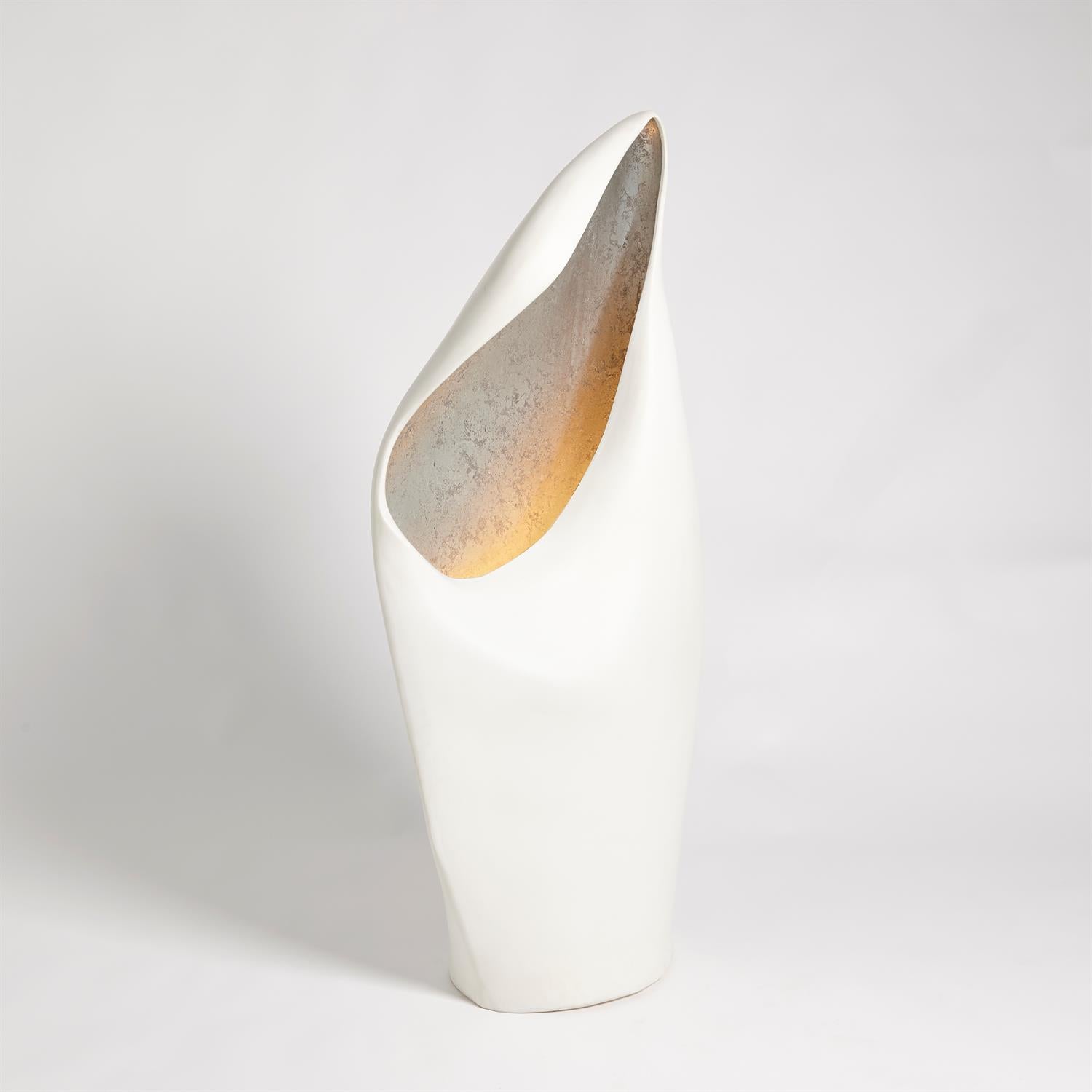 Cowl Lamp - White w/Silver Leaf - Grats Decor Interior Design & Build Inc.
